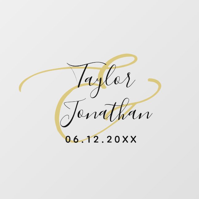 Luxury Black & Gold Minimal Classy Custom Wedding  Window Cling (Sheet)