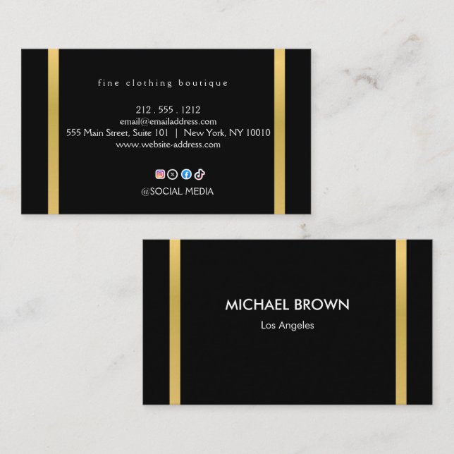 Luxury Black & Gold Minimalist Business Card (Front/Back)