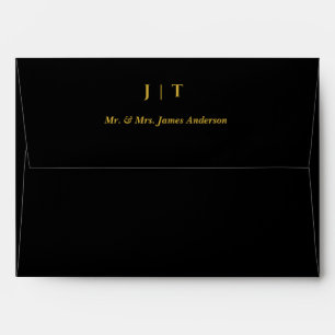 Luxury Black & Gold Monogram Wedding Envelope