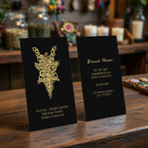Luxury Black & Gold Mystical Amulets Ritual Candle Business Card
