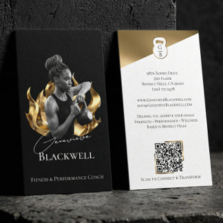 Luxury Black Gold Personal Trainer Fitness Photo  Business Card