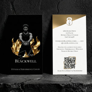 Luxury Black Gold Personal Trainer Fitness Photo Business Card