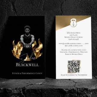 Luxury Black Gold Personal Trainer Fitness Photo  Business Card