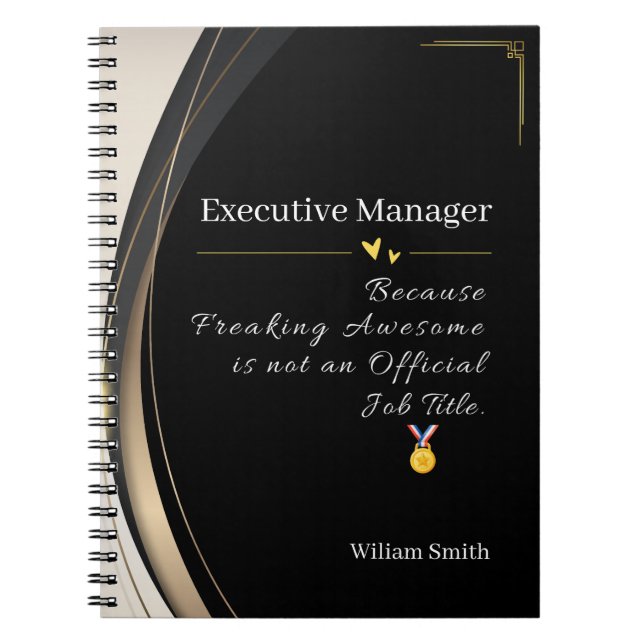 Luxury Black & Gold Personalized Notebook (Front)