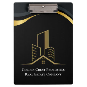 Luxury Black & Gold Personalized Real Estate Clipboard