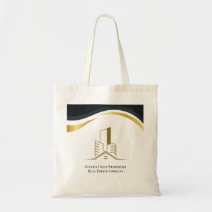 Luxury Black & Gold Personalized Real Estate Tote Bag