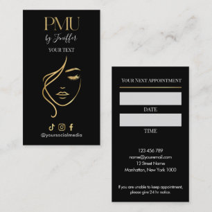 Luxury Black & Gold PMU Appointment Card