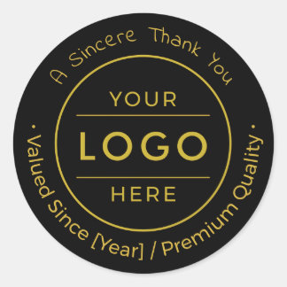 Luxury Black Gold Professional Business Logo Classic Round Sticker