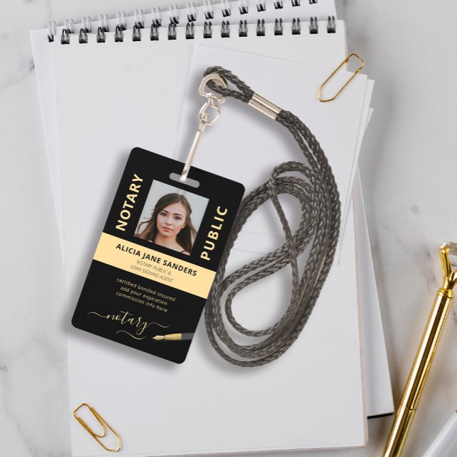 Luxury black gold professional custom notary ID Badge (Creator Uploaded)