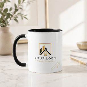 Luxury Black Gold Real Estate Logo  Mug