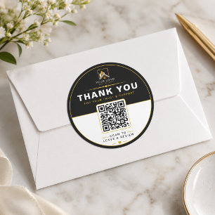 Luxury Black Gold Real Estate Review QR Classic Round Sticker