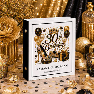 Luxury Black Gold Sparkle 30th Birthday Ring Binde Binder
