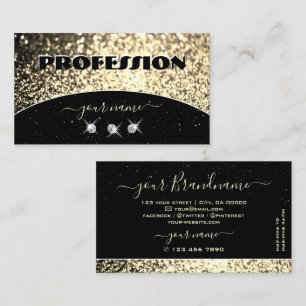 Luxury Black Gold Sparkling Glitter Rhinestones Business Card