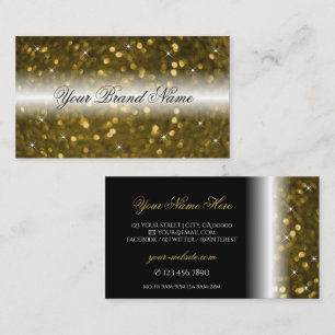 Luxury Black Gold Sparkling Glitter Stars Stylish Business Card