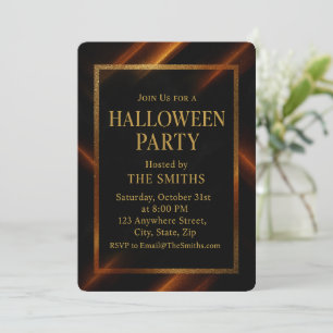 Luxury Black & Gold Spooky Elegant Halloween Invitation