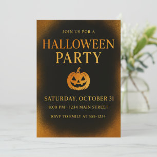 Luxury Black & Gold Spooky Elegant Halloween Invitation