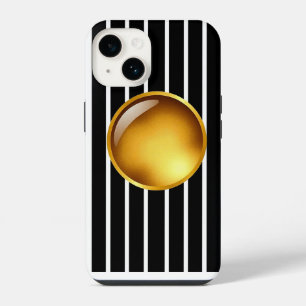 Luxury Black & Gold Striped iPhone 16 Case   Gloss