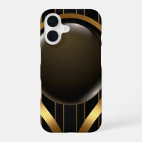 Luxury Black & Gold Striped iPhone 16 Case | Gloss