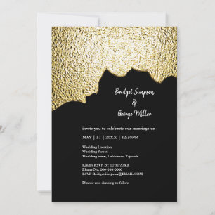 Luxury Black Gold Textured Modern Wedding Invitation