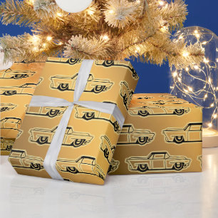 Luxury Black Gold Vintage Car Wrapping Paper