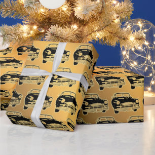 Luxury Black Gold Vintage Car Wrapping Paper