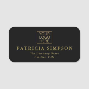 Luxury Black & Golden Accents: Timeless & Classic Name Tag