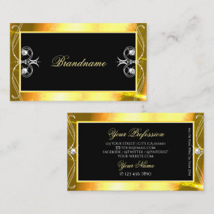 Luxury Black Golden Sparkle Jewels Ornate Ornament Business Card