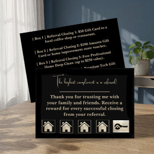 Luxury Black Key Champagne Glitter Real Estate Loyalty Card