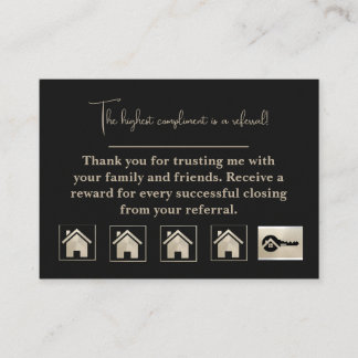 Luxury Black Key Champagne Glitter Real Estate Loyalty Card