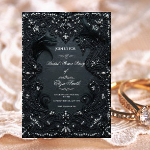 Luxury Black Lace Victorian Bridal Shower  Invitation