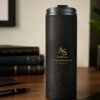 Luxury Black Leather Gold Monogram Business Brand