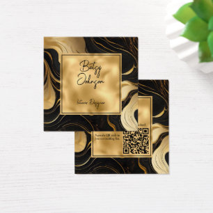 Luxury Black Marble and Gold Foil Business Card