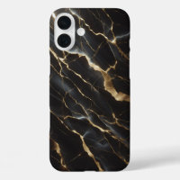 Luxury Black Marble Case - Elegant Gold Veins