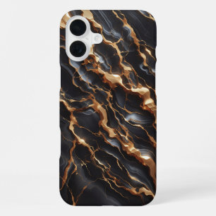 Luxury Black Marble Case - Elegant Gold & White 