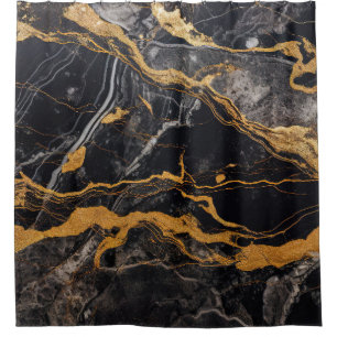 Luxury Black Marble Gold Kintsugi Veins Agate
