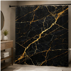 Luxury Black Marble Gold Monogram Business Brand