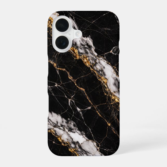Luxury Black Marble Gold Vein Phone Case (Back)
