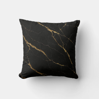 Luxury Black Marble Throw Pillow