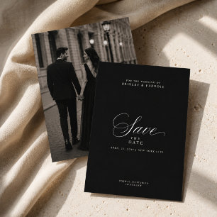 Luxury Black Minimalist Wedding photo Save The Date