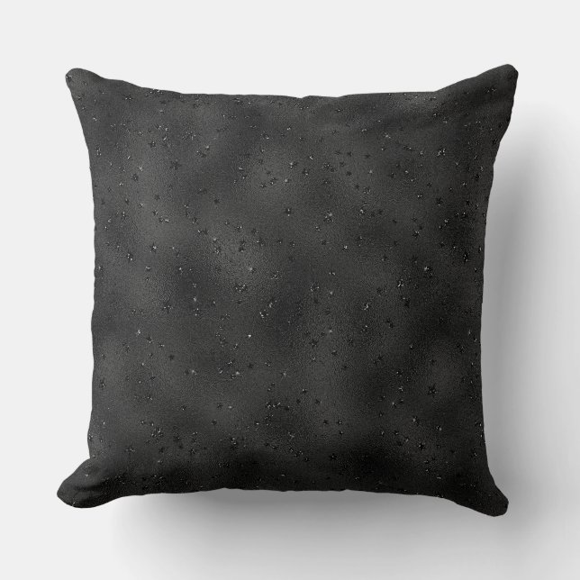 Luxury Black monochromatic glittery background Throw Pillow (Front)