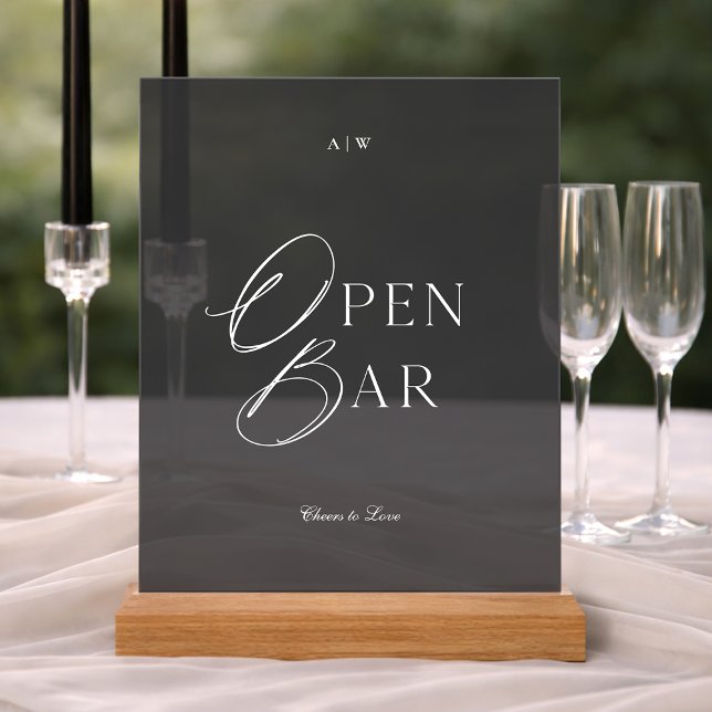 Luxury Black Open Bar Sign | Black Tie Wedding (Creator Uploaded)