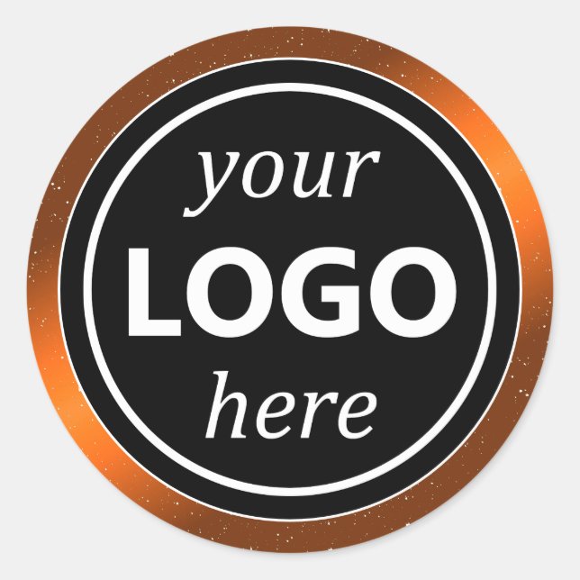 Luxury Black Orange Frame Add Logo Template Modern Classic Round Sticker (Front)