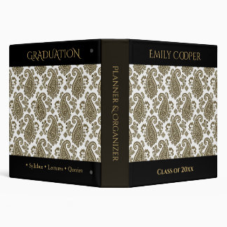 Luxury Black Paisley Graduation Planner Organizer Binder