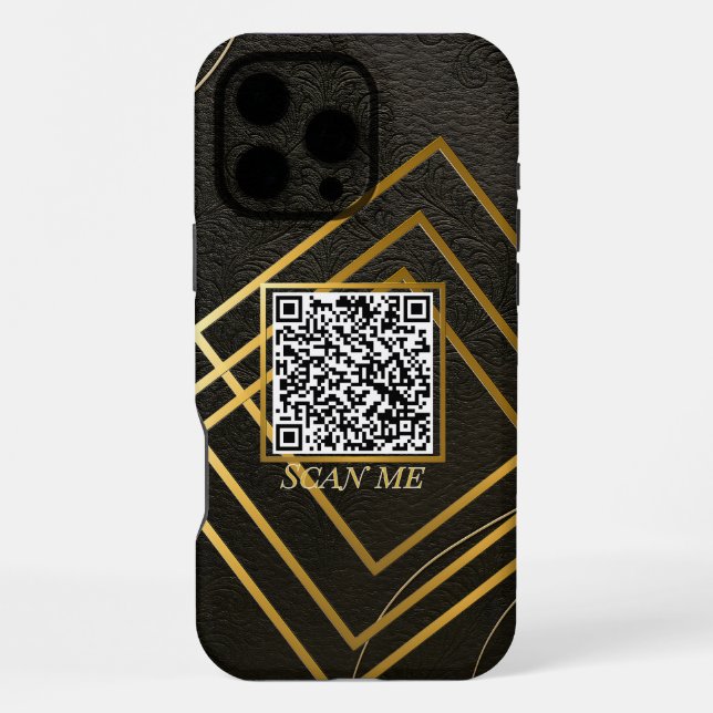 Luxury Black Phone Case with Custom QR Code (Back)