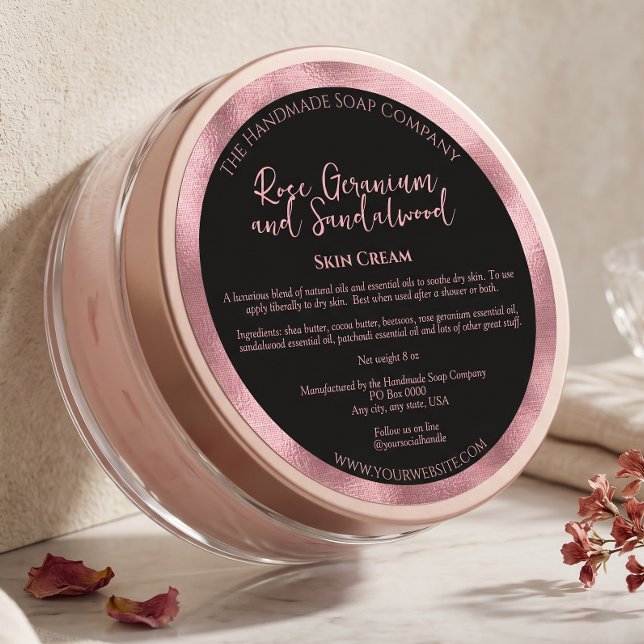 Luxury Black & Pink Cosmetics Jar Label (Creator Uploaded)