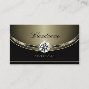 Luxury Black Platinum Colours Bright Faux Diamonds Business Card