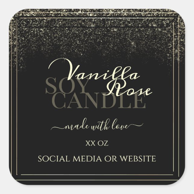 Luxury Black Product Packaging Labels Gold Frame (Front)