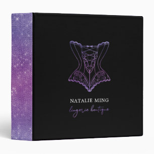Luxury Black Purple Lingerie Boutique 3 Ring Binde Binder