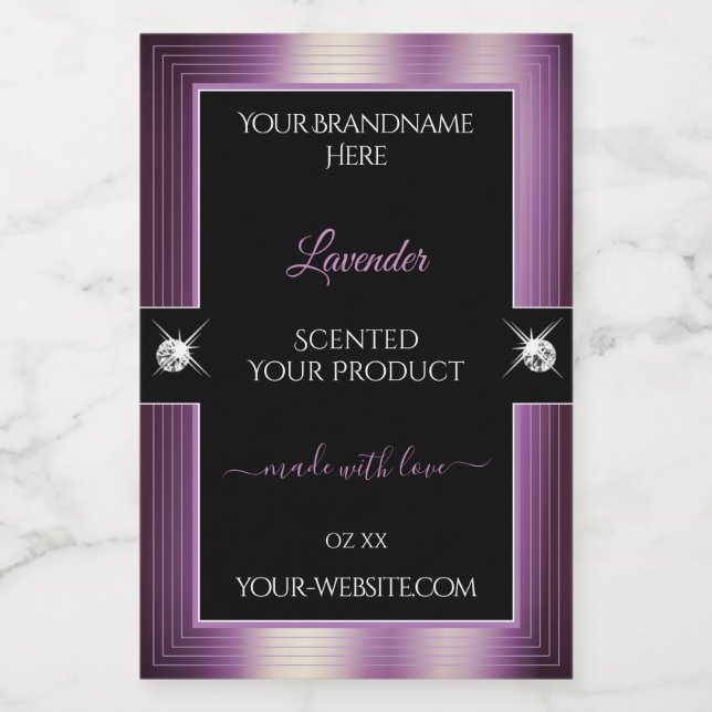 Luxury Black Purple Shiny Brilliants Product Label (Single Label)