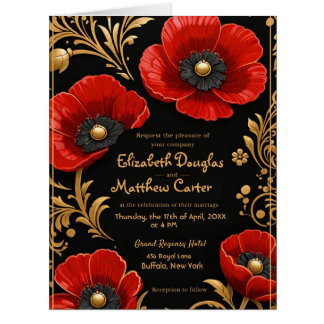 Luxury Black Red and Gold Floral Wedding 